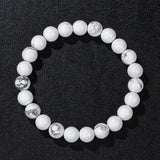 Grey Labradorite Stone Bracelet 8mm Round Quartz Moonstone Rainbow Beads