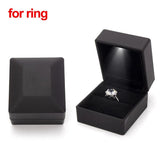 LED Light Jewelry Box Ring Necklace Velvet Storage Cases Display Case
