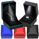 LED Light Jewelry Box Ring Necklace Velvet Storage Cases Display Case