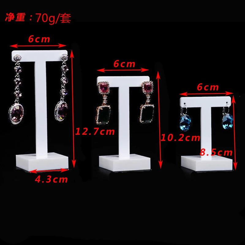3 Acrylic Earrings Display Holder Jewelry T Shape Showcase