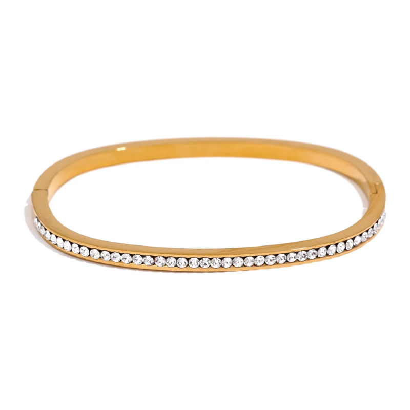 Colorful CZ Stainless Steel Bracelet Bangle Women Jewelry