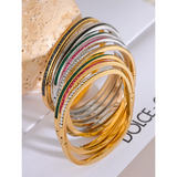 Colorful CZ Stainless Steel Bracelet Bangle Women Jewelry