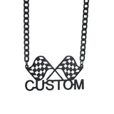 Custom Men's Name Necklace Stainless Steel Motorcycle Car Nameplate Pendant