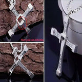 Rhinestone Cross Necklace Crystal Jesus Pendant Men's Jewelry