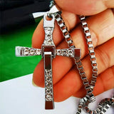 Rhinestone Cross Necklace Crystal Jesus Pendant Men's Jewelry