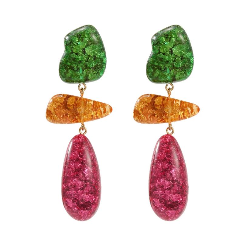 Colorful Resin Dangle Earrings - Z-Style Multi-layered
