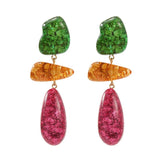 Colorful Resin Dangle Earrings - Z-Style Multi-layered