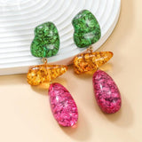 Colorful Resin Dangle Earrings - Z-Style Multi-layered