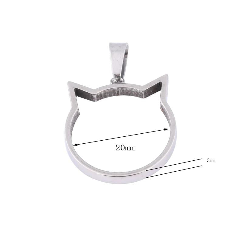 10pcs Cat Face Open Bezel Charms 20mm Set