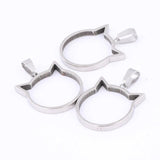 10pcs Cat Face Open Bezel Charms 20mm Set