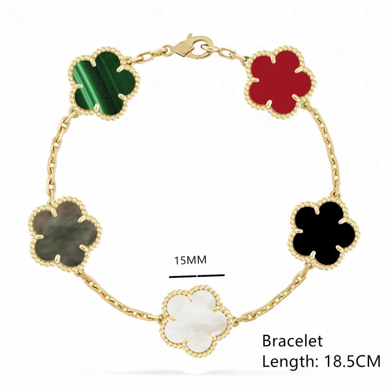 Silver Lucky Flower Clover Bracelet Natural Gem Hot