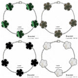 Silver Lucky Flower Clover Bracelet Natural Gem Hot