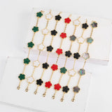Silver Lucky Flower Clover Bracelet Natural Gem Hot