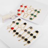 Silver Lucky Flower Clover Bracelet Natural Gem Hot