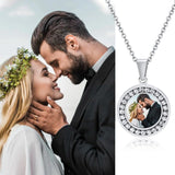 Custom Photo Necklace Round CZ Stainless Steel Chain Personalized Pendant