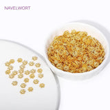 Flower Beads Caps 18K Plated Brass for Jewelry Making