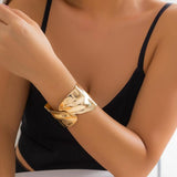 Irregular Metal Concave Cuff Wide Bangles for Women