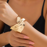Irregular Metal Concave Cuff Wide Bangles for Women