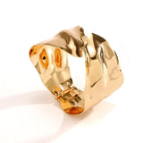 Irregular Metal Concave Cuff Wide Bangles for Women
