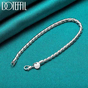 925 Sterling Silver 4mm Snake Chain Bracelet for DIY Wedding Jewelry