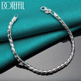 925 Sterling Silver 4mm Snake Chain Bracelet for DIY Wedding Jewelry