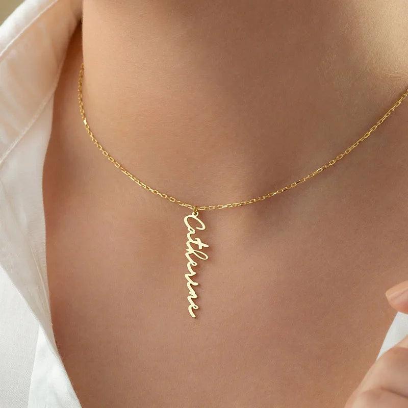 Custom Vertical Name Pendant Necklace Personalized Jewelry