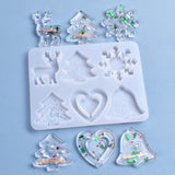 Christmas Pendant Silicone Mold Crystal Epoxy Resin Mold Xmas Tree Elk Shape