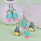 10pcs Cartoon Girl Cat Resin Charms DIY Earring Keychain Jewelry Making