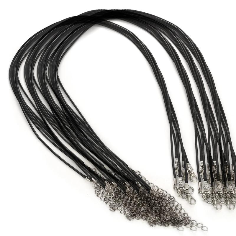50Pcs Leather Necklace Cord 1.5/2mm With Lobster Clasp for DIY Necklaces