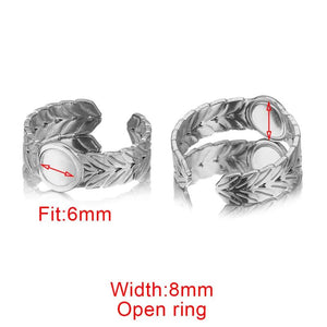 4pcs Stainless Steel Open Resin Ring Base Settings Flat Blank Oval Tray