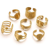 4pcs Stainless Steel Open Resin Ring Base Settings Flat Blank Oval Tray