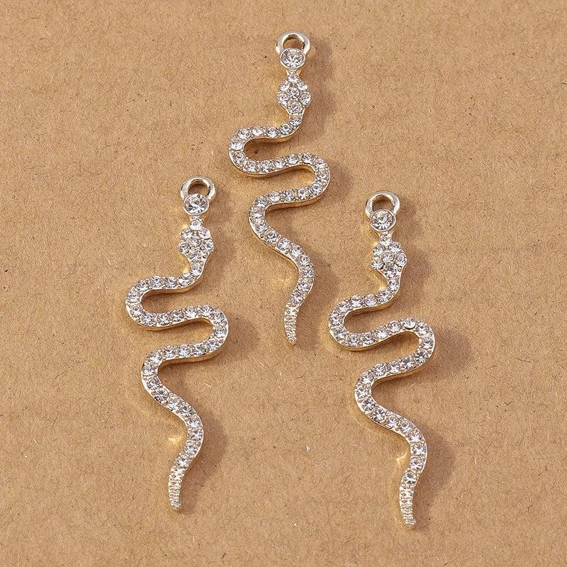 10pcs Crystal Snake Charms Pendants DIY Jewelry Findings