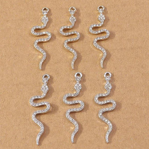 10pcs Crystal Snake Charms Pendants DIY Jewelry Findings