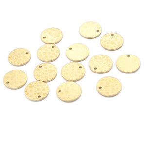 50pcs Raw Brass 10mm Hammered Round Stamping Charms Pendant DIY Jewelry Making