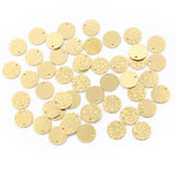 50pcs Raw Brass 10mm Hammered Round Stamping Charms Pendant DIY Jewelry Making