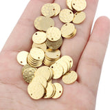 50pcs Raw Brass 10mm Hammered Round Stamping Charms Pendant DIY Jewelry Making