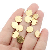 50pcs Raw Brass 10mm Hammered Round Stamping Charms Pendant DIY Jewelry Making