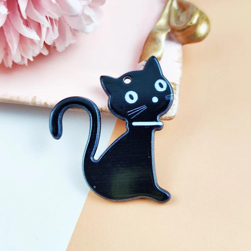 10pcs Cat Acrylic Charms Jewelry Making DIY Animals
