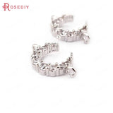 4PCS 12x10x3MM Moon Charms Pendants 24K Brass Zircon 1/2 Holes Jewelry Findings