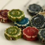20 PCS 18x6mm Flowers Ceramic Beads DIY Flat Loose Porcelain Spacer Beads