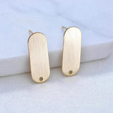 14K Plated Brass Oval Stud Earrings for DIY Jewelry Making