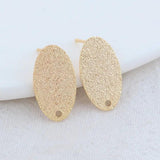 14K Plated Brass Oval Stud Earrings for DIY Jewelry Making