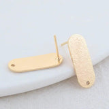 14K Plated Brass Oval Stud Earrings for DIY Jewelry Making