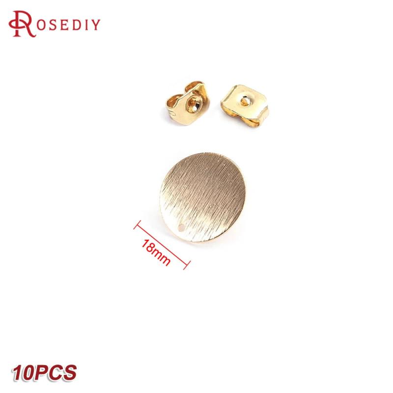 24K Brass Star Heart Round Drop Shape Stud Earrings Pin