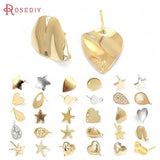 24K Brass Star Heart Round Drop Shape Stud Earrings Pin