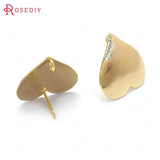 24K Brass Star Heart Round Drop Shape Stud Earrings Pin