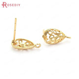 24K Brass Star Heart Round Drop Shape Stud Earrings Pin