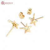 24K Brass Star Heart Round Drop Shape Stud Earrings Pin