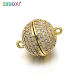 12mm Brass CZ Round Magnetic Clasps Hooks DIY Jewelry Findings Accessories