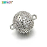 12mm Brass CZ Round Magnetic Clasps Hooks DIY Jewelry Findings Accessories
